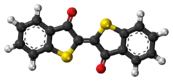 Ball-and-stick model of the thioindigo molecule