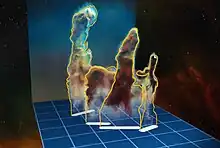 Image 66Three-dimensional structure in Pillars of Creation. (from Interstellar medium)