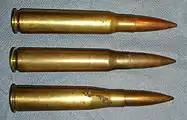 13.2 mm cartridges top to bottom:13.2×99mm Hotchkiss Long13.2×96mm Hotchkiss Short13.2×92mmSR Mauser TuF