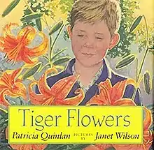 Cover art depicting a young boy looking at tiger lilies