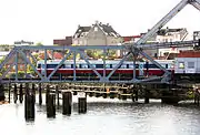 Rail traffic across Skansen Bridge