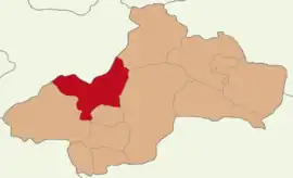 Map showing Turhal District in Tokat Province