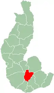 Map of Toliara Province showing the location of Bekily (red).