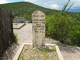 Sing Choy (China Mary)‘s grave is one of the top tourist attractions in Tombstone to this day.