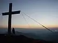 Sunrise at the summit, looking towards the Wilder Kaiser