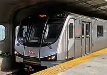 Front view of cab car at Yorkdale station