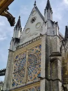 north transept and rose window, with brace bar