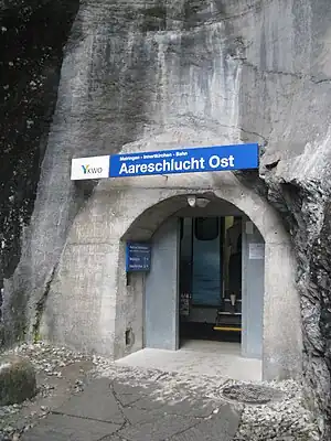 The unusual Aareschlucht Ost station