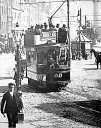 Former horse tram, No. 80, converted to electric, Sackville St., ca. 1900