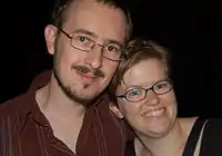 Trent Jamieson with Grace Dugan at the 2007 Aurealis Awards.