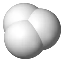 Space-filling model of the H+3 cation