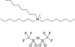 Skeletal formula of trioctylmethylammonium bis(trifluoromethylsulfonyl)imide