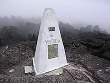 Tripoint marker where the borders of Brazil, Guyana, and Venezuela meet on top of Mount Roraima