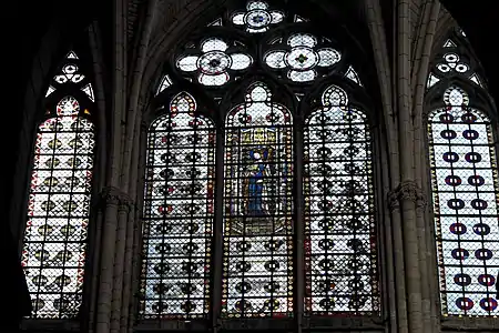 Grisaille windows in the transept