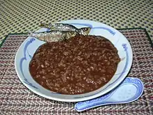 Champorado, dessert lugaw made from glutinous rice and chocolate