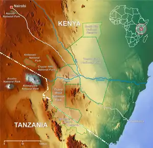 Map showing the location of Arabuko Sokoke National Park