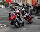 Dan Kneen (5) 750 cc Suzuki, Jamie Coward (2) 600 cc Suzuki & Wayne Kirwan (3) 600 cc Yamaha Parliament Square, Ramsey Tuesday 21 August 2012