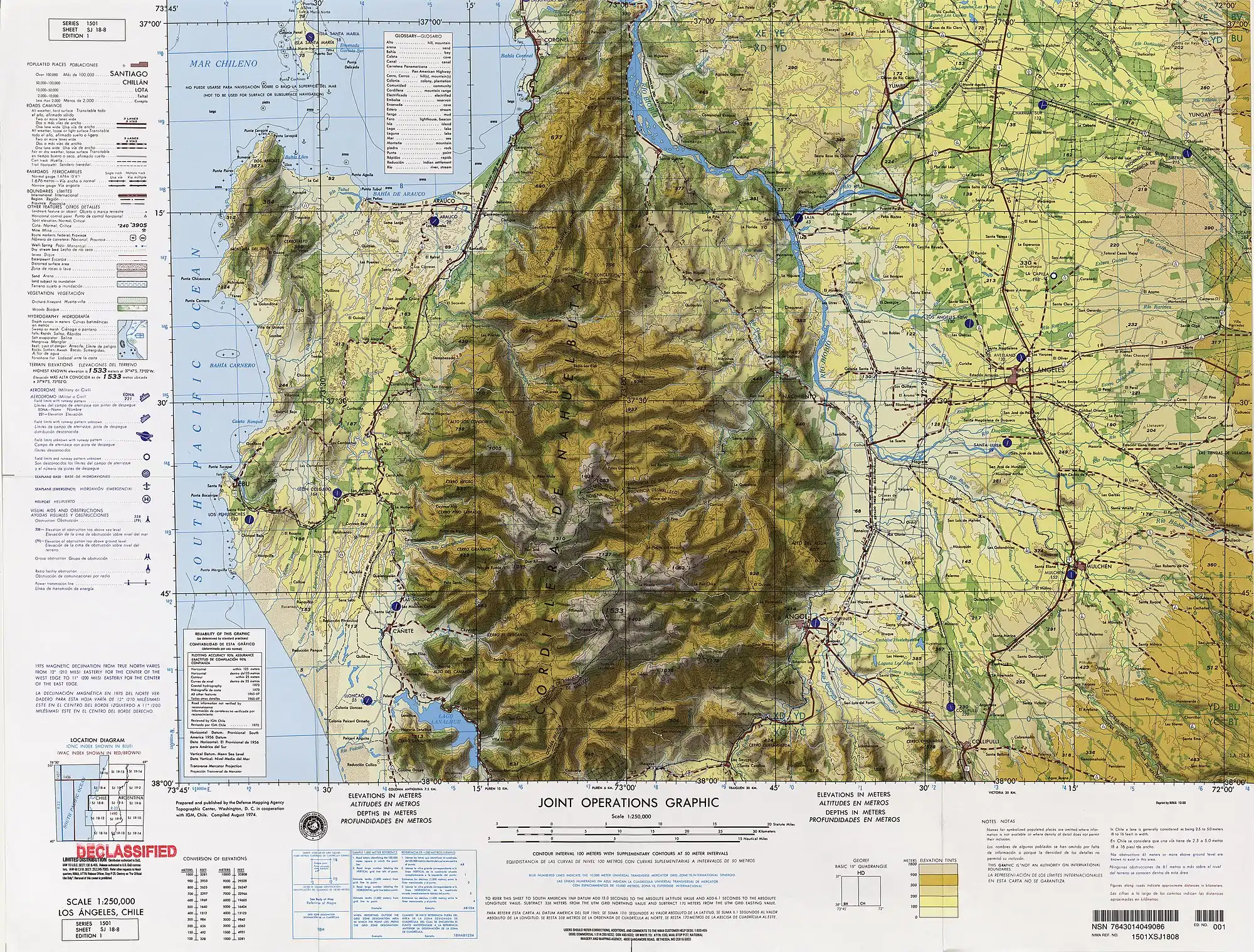 Map of the Los Ángeles commune in Bío Bío Region