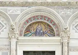 Lunette above the central door by Giuseppe Modena da Lucca, representing the Virgin Mary