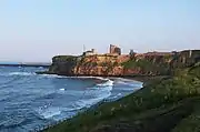 King Edward's Bay with Tynemouth Priory above the cliff