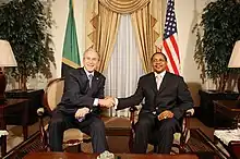 The 43rd President of The United States of America, George W. Bush and The 4th President of The United Republic of Tanzania Jakaya Mrisho Kikwete in 2008.