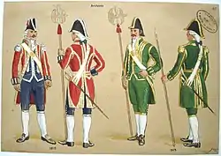 Portuguese Royal and Brazilian Imperial Archers guards uniforms in the early 19th century