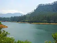 Maskeliya Reservoir, created by the dam.