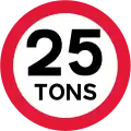 Vehicles and loads exceeding weight in tons indicated prohibited (1965–1981)