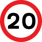 Maximum speed limit of 20 mph