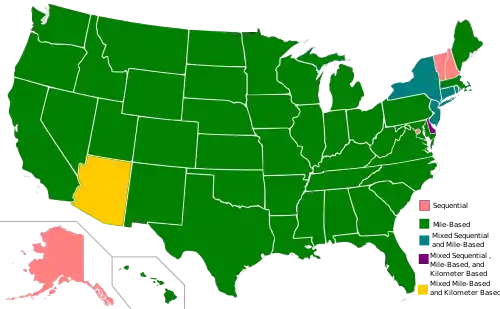 Exit Numbers in the United States by State as of August 2021[update]