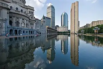 buildings around a reflecting pool