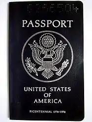 Cover of a United States passport (circa 1976)