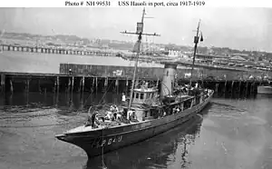 USS Hauoli (SP-249) In port, circa 1918-1919. This patrol vessel served as USS California (SP-249) from December 1917 until February 1918, when she was renamed Hauoli