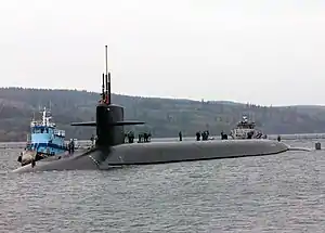 USS Louisiana arrives for the first time at their new homeport at Naval Base Kitsap, Silverdale, Washington, 12 October 2005