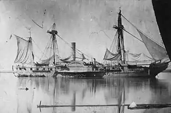 The USS Mississippi  was completely destroyed by the guns of Port Hudson. Lieutenant George Dewey, later to become an admiral, survived the wreck.