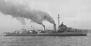 USS Stockton (DD-646) broadside view c1943.