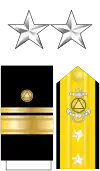 The collar stars, shoulder boards, and sleeve stripes of a National Oceanic and Atmospheric Administration Commissioned Officer Corps rear admiral