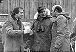 US Vice President George Bush visits "Little Berlin" on 5 February 1983. Left: Arnold Friedrich. Middle: George H.W. Bush. Right: Manfred Wörner.