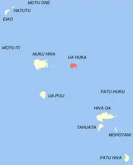 Location of the commune (in red) within the Marquesas Islands