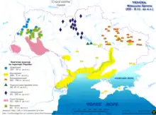 Bondarikha culture: The orange markers correspond to the culture