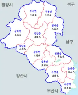 Eonyang depicted in the Ulju County map.