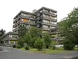 The building of the nearby Biology Department is of the same architectural style