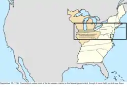 Map of the change to the United States in central North America on September 13, 1786