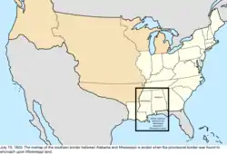 Map of the change to the United States in central North Ameirca on July 19, 1820