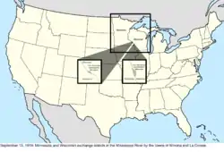 Map of the change to the United States in central North America on September 13, 1918