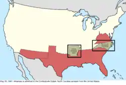 Map of the change to the international disputes involving the United States in central North America on May 20, 1861