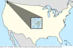 Map of the change to the international disputes involving the United States in central North America on July 20, 1871