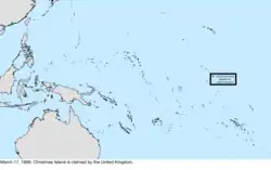 Map of the change to the United States in the Pacific Ocean on March 17, 1888