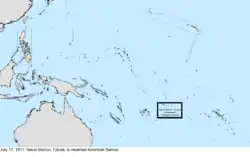 Map of the change to the United States in the Pacific Ocean on July 17, 1911