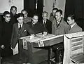 A group of professors of the Jiaotong University of Shanghai casting their votes